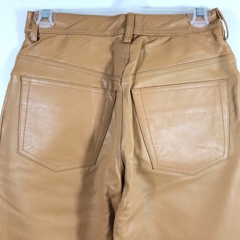NWT Trek NY Tan Italian Lamb Genuine Leather Pants Jeans Classic 5-Pockets Sz 6 - Picture 6 of 10